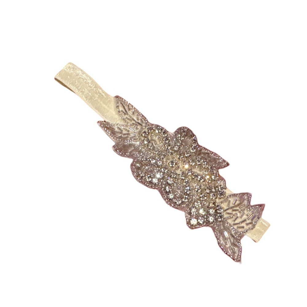 Floral beaded rhinestones baby headband